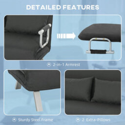 Wyld Haus Fiyo 2-Seater Click-Clack Sofa Bed, Charcoal Grey Faux Suede, Single Bed Conversion - thumbnail 5