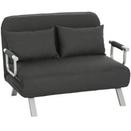 Wyld Haus Fiyo 2-Seater Click-Clack Sofa Bed, Charcoal Grey Faux Suede, Single Bed Conversion - thumbnail 2