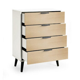Oakham Premium Arden 4 Drawer Wide Chest - White & Oak - thumbnail 2