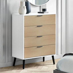 Oakham Premium Arden 4 Drawer Wide Chest - White & Oak - thumbnail 3