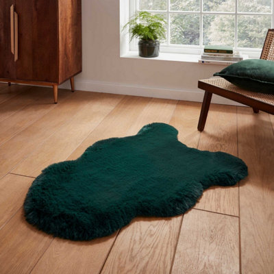 Super Teddy Sheepskin  Jewel Green Plain Shaggy Rug By Think Rugs-60Cm X 90Cm ( Single) - image 1