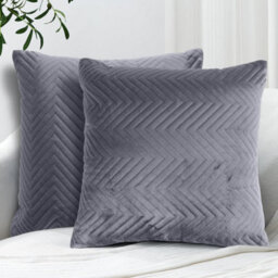 Ameha Grey Embossed Velvet Cushion Cover Set Of 2, Breathable Anti Allergic Zip Closure, 18X18 Inch - thumbnail 5