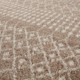 The Rugs Soft Moroccan Diamond Shaggy Rugs And Runners High Pile Beige And Ivory Living Room Kitchen Hallway 1020 - thumbnail 3