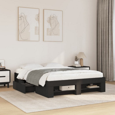 Berkfield Bed Frame Without Mattress Black 120X190 Cm Small Double Engineered Wood - image 1
