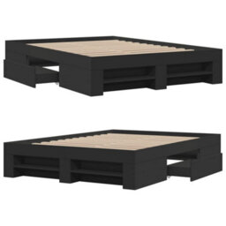 Berkfield Bed Frame Without Mattress Black 120X190 Cm Small Double Engineered Wood - thumbnail 8