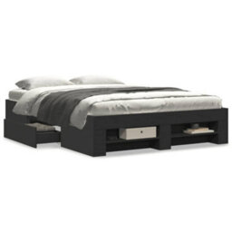 Berkfield Bed Frame Without Mattress Black 120X190 Cm Small Double Engineered Wood - thumbnail 4