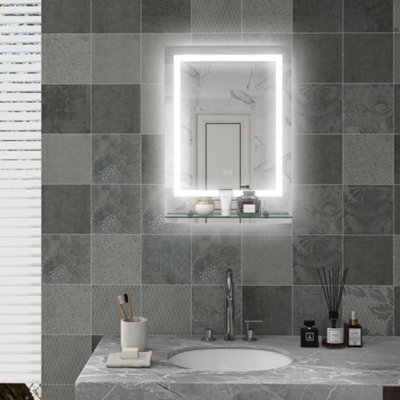 Kleankin Dimmable Bathroom Mirror With Defogging Film And Led Lights, Clear - image 1