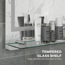 Kleankin Dimmable Bathroom Mirror With Defogging Film And Led Lights, Clear - thumbnail 7