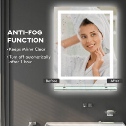 Kleankin Dimmable Bathroom Mirror With Defogging Film And Led Lights, Clear - thumbnail 6