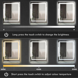 Kleankin Dimmable Bathroom Mirror With Defogging Film And Led Lights, Clear - thumbnail 5