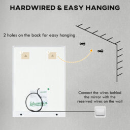 Kleankin Dimmable Bathroom Mirror With Defogging Film And Led Lights, Clear - thumbnail 9
