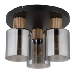 Luminosa Lighting Luminosa Aleidis Shade Cluster Ceiling Light Matt Black Smoke Glass Shade 3X E27 - thumbnail 2
