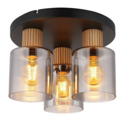 Luminosa Lighting Luminosa Aleidis Shade Cluster Ceiling Light Matt Black Smoke Glass Shade 3X E27