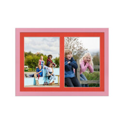 AK Frames 20X14 Pastel Pink Modern Multi Photo Frame With Poppy Red Mount - Holds 2 Apertures (2X) A4 Photos