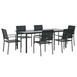 Berkfield 7 Piece Garden Dining Set Poly Rattan And Steel - thumbnail 3