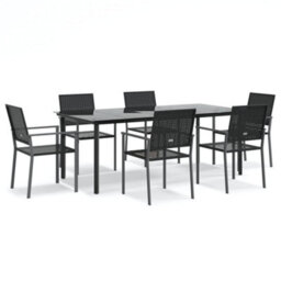 Berkfield 7 Piece Garden Dining Set Poly Rattan And Steel - thumbnail 2