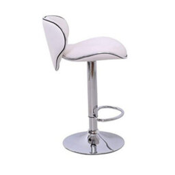 Evre White Bar Stool Faux Leather Adjustable Height With Swivel Seat For Pub Kitchen Reception (Pack Of 2) - thumbnail 4
