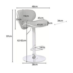 Evre White Bar Stool Faux Leather Adjustable Height With Swivel Seat For Pub Kitchen Reception (Pack Of 2) - thumbnail 6