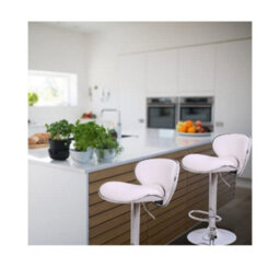 Evre White Bar Stool Faux Leather Adjustable Height With Swivel Seat For Pub Kitchen Reception (Pack Of 2) - thumbnail 7
