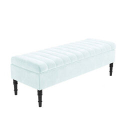 Safar 137Cm Ottoman Storage Bench - Plush Velvet Shoe Bench - White Lined Upholstery Storage Footstool - thumbnail 4