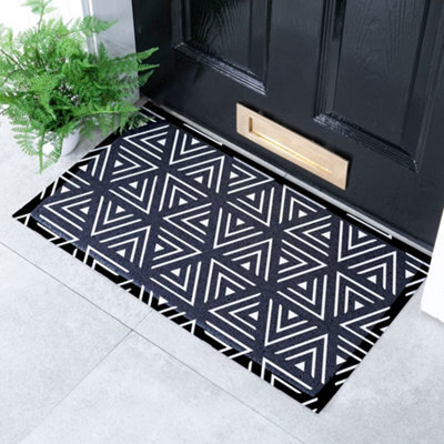 Artsy Doormats Black Geometric Triangles Indoor & Outdoor Doormat - 70X40Cm - image 1