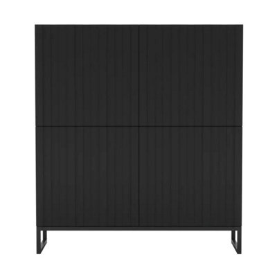 Heze Furniture Elpis Glamour Sideboard Push-To-Open Cabinet - Black Matt / Black Frame - image 1