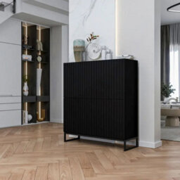 Heze Furniture Elpis Glamour Sideboard Push-To-Open Cabinet - Black Matt / Black Frame - thumbnail 4