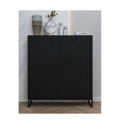 Heze Furniture Elpis Glamour Sideboard Push-To-Open Cabinet - Black Matt / Black Frame - thumbnail 2