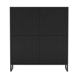 Heze Furniture Elpis Glamour Sideboard Push-To-Open Cabinet - Black Matt / Black Frame - thumbnail 1