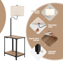 Costway Floor Lamp Bedside Nightstand End Table Lamp W/ End Table And Usb Charging Ports - thumbnail 8