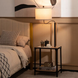 Costway Floor Lamp Bedside Nightstand End Table Lamp W/ End Table And Usb Charging Ports - thumbnail 1