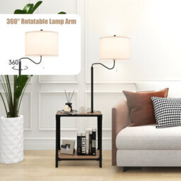Costway Floor Lamp Bedside Nightstand End Table Lamp W/ End Table And Usb Charging Ports - thumbnail 6