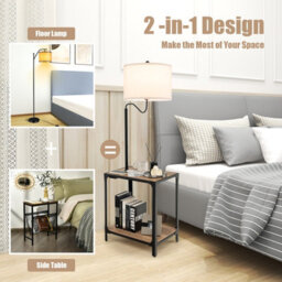 Costway Floor Lamp Bedside Nightstand End Table Lamp W/ End Table And Usb Charging Ports - thumbnail 4