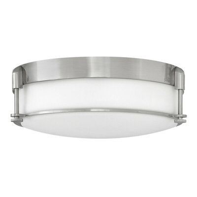 Stylish 3 Bulb Flush Mount Light Fixture In Brushed Nickel Finish