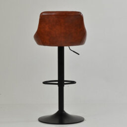 Lakeland Furniture Fleur Vintage Brown Faux Leather Bar Stool Black Gas Lift Base - thumbnail 6