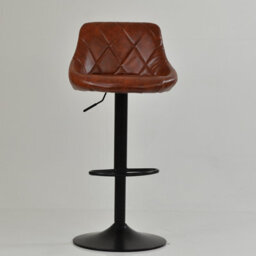 Lakeland Furniture Fleur Vintage Brown Faux Leather Bar Stool Black Gas Lift Base - thumbnail 3
