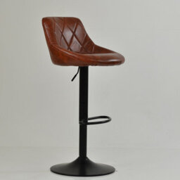 Lakeland Furniture Fleur Vintage Brown Faux Leather Bar Stool Black Gas Lift Base - thumbnail 4