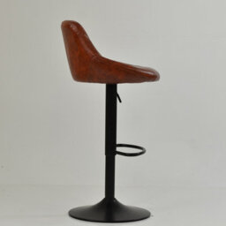 Lakeland Furniture Fleur Vintage Brown Faux Leather Bar Stool Black Gas Lift Base - thumbnail 5