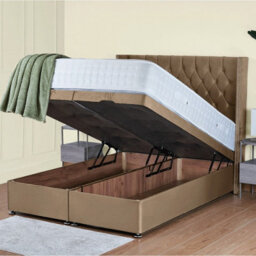 UKBEDFURNITURE Francesca Plush Beige End Opening Divan Ottoman Bed With 54 Inch Headboard & 10 Inch Orthopaedic Mattress - thumbnail 2