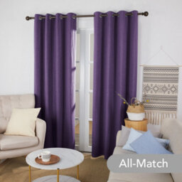 Deconovo Energy Saving 100% Blackout Curtains Eyelet Thermal Insulated With Coating Back Layer 46X72 Inch Purple Grape 1 Pair - thumbnail 3
