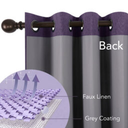 Deconovo Energy Saving 100% Blackout Curtains Eyelet Thermal Insulated With Coating Back Layer 46X72 Inch Purple Grape 1 Pair - thumbnail 5