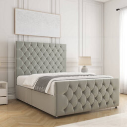 Bsspoke Maya Divan Bed Silver Plush Velvet 54Inch Headboard & 20Inch Footboard No Mattress No Drawers In 3Ft 4Ft 4Ft6 5Ft 6Ft - thumbnail 3