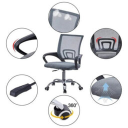 Mesh Office Chair Ergonomic  Swivel Lift Computer Desk Adjustable Height Style 2  Grey - thumbnail 3
