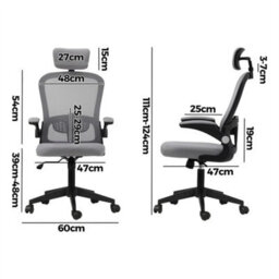 Mesh Office Chair Ergonomic  Swivel Lift Computer Desk Adjustable Height Style 2  Grey - thumbnail 2
