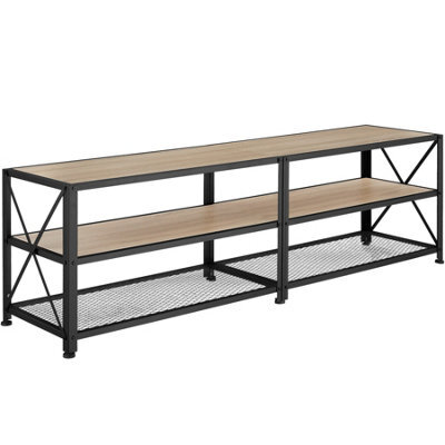 Tectake Industrial Tv Stand - Lowboard Cabinet 3 Shelves Low Display Console 161 Cm - Industrial Wood Light, Oak Sonoma - image 1