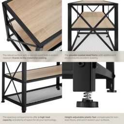 Tectake Industrial Tv Stand - Lowboard Cabinet 3 Shelves Low Display Console 161 Cm - Industrial Wood Light, Oak Sonoma - thumbnail 5