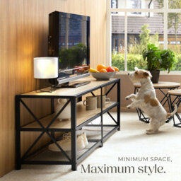 Tectake Industrial Tv Stand - Lowboard Cabinet 3 Shelves Low Display Console 161 Cm - Industrial Wood Light, Oak Sonoma - thumbnail 8