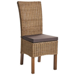 Beliani Set Of 2 Dining Chairs Andes Rattan Brown - thumbnail 4