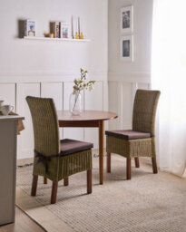 Beliani Set Of 2 Dining Chairs Andes Rattan Brown - thumbnail 2
