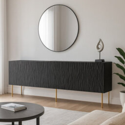 Jungle 190 Black Chest Of Drawers Modern Design With Gold Metal Legs